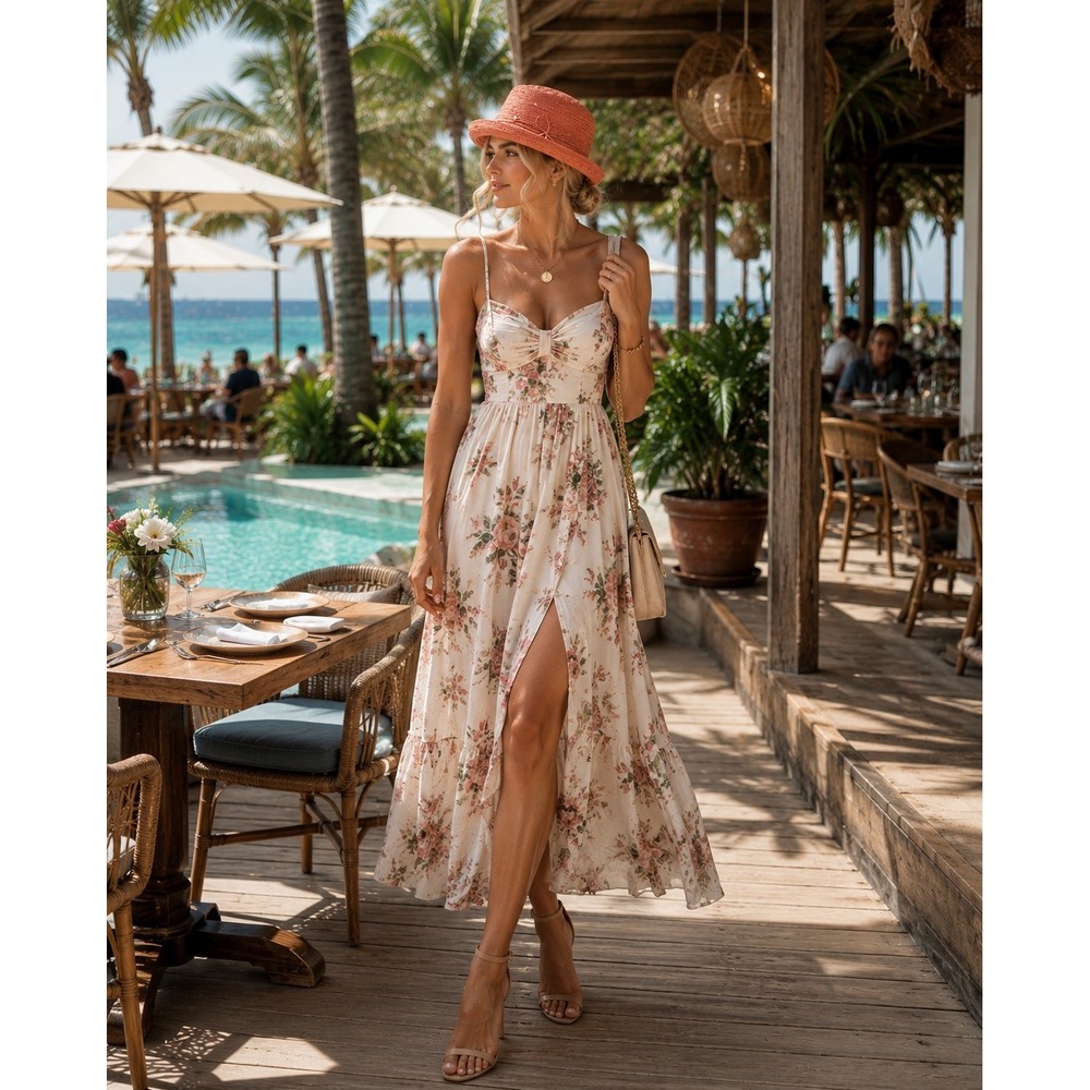 Helen Kaminski Size Small Raffia Sun Hat Coral Woven Wide Brim Packable #1130